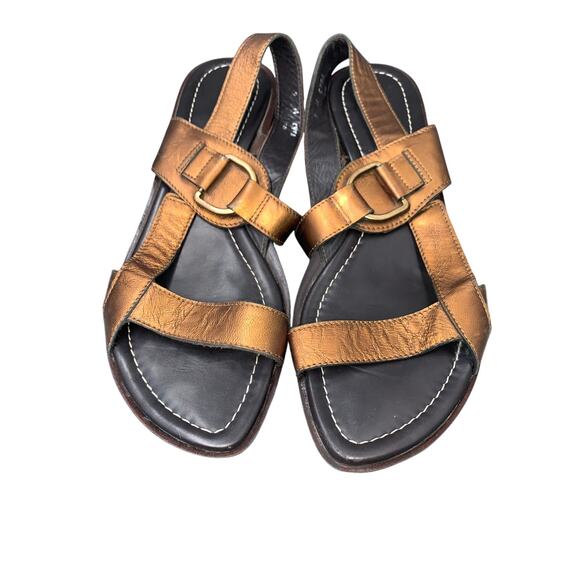 DONALD J PLINER Bronze Leather Cyra Strappy Sandals Shoes Size 9M Made in Italy - Picture 1 of 8